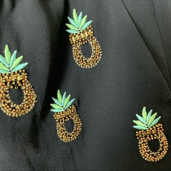 [H&M] Black Elastic Waist Beaded Pineapple Shorts - Picture 3 of 8